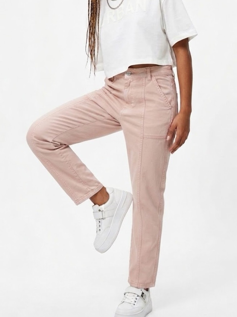 ZARA | PINK HIGH RISE CARGO UTILITY PANTS